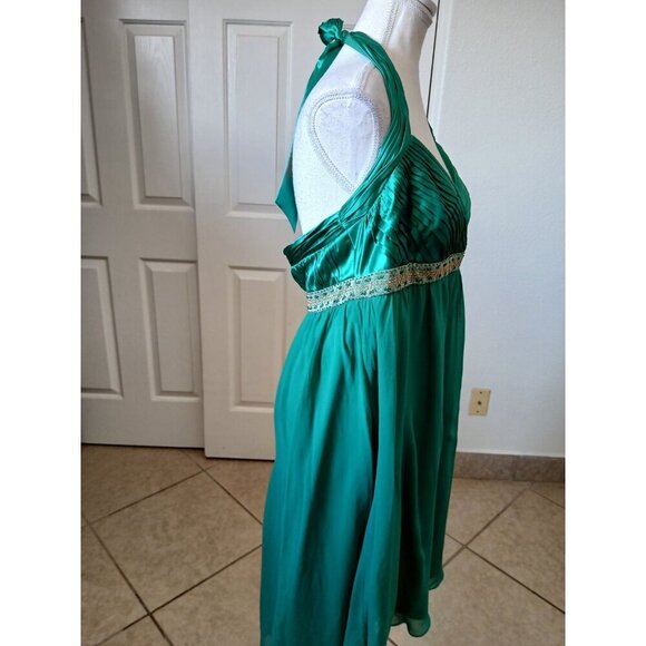 Adrianna Papell Boutique Dress 14 Elegant Halter  Beaded Evening Coctail Party - Picture 5 of 16